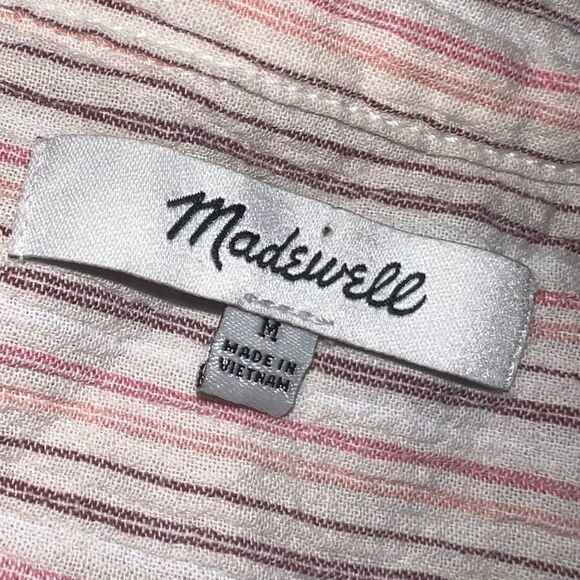Madewell Courier Button-Back Oversized Fit Striped Shirt Size Medium EUC - Picture 7 of 11